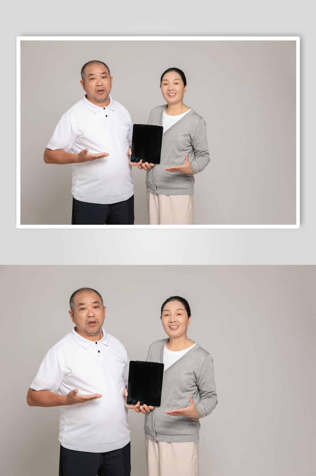 平板电脑休闲娱乐居家养生老年人摄影图素材