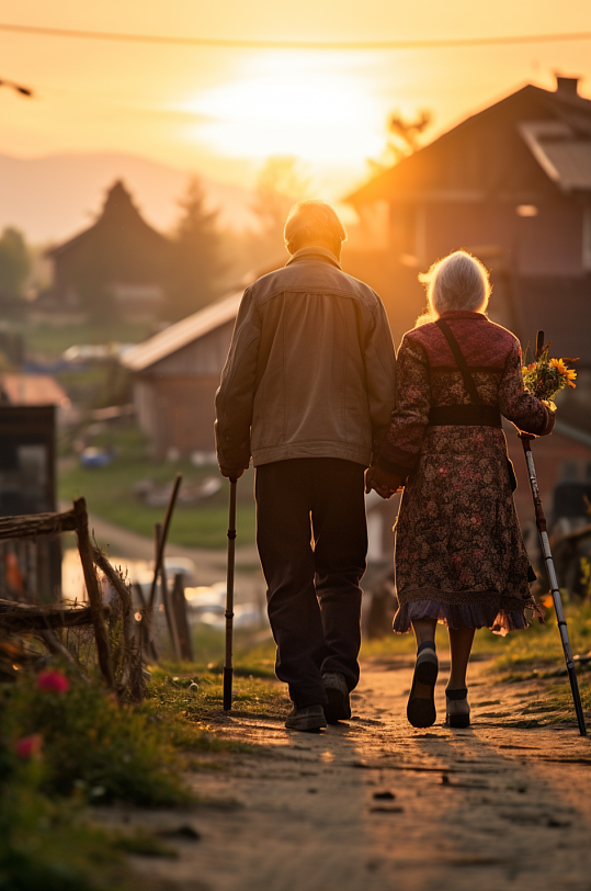 AI数字艺术老人背影摄影图片-众图网