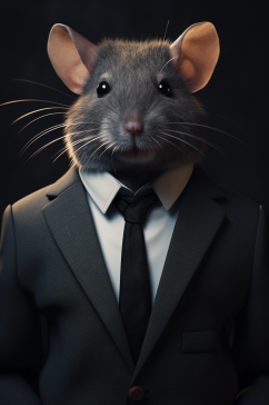 AI数字艺术老鼠西装企业形象摄影图