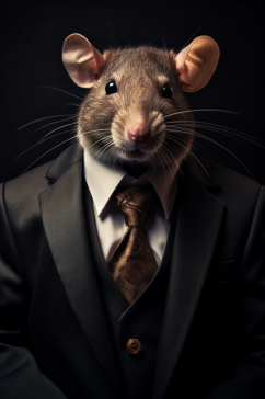 AI数字艺术老鼠西装企业形象摄影图
