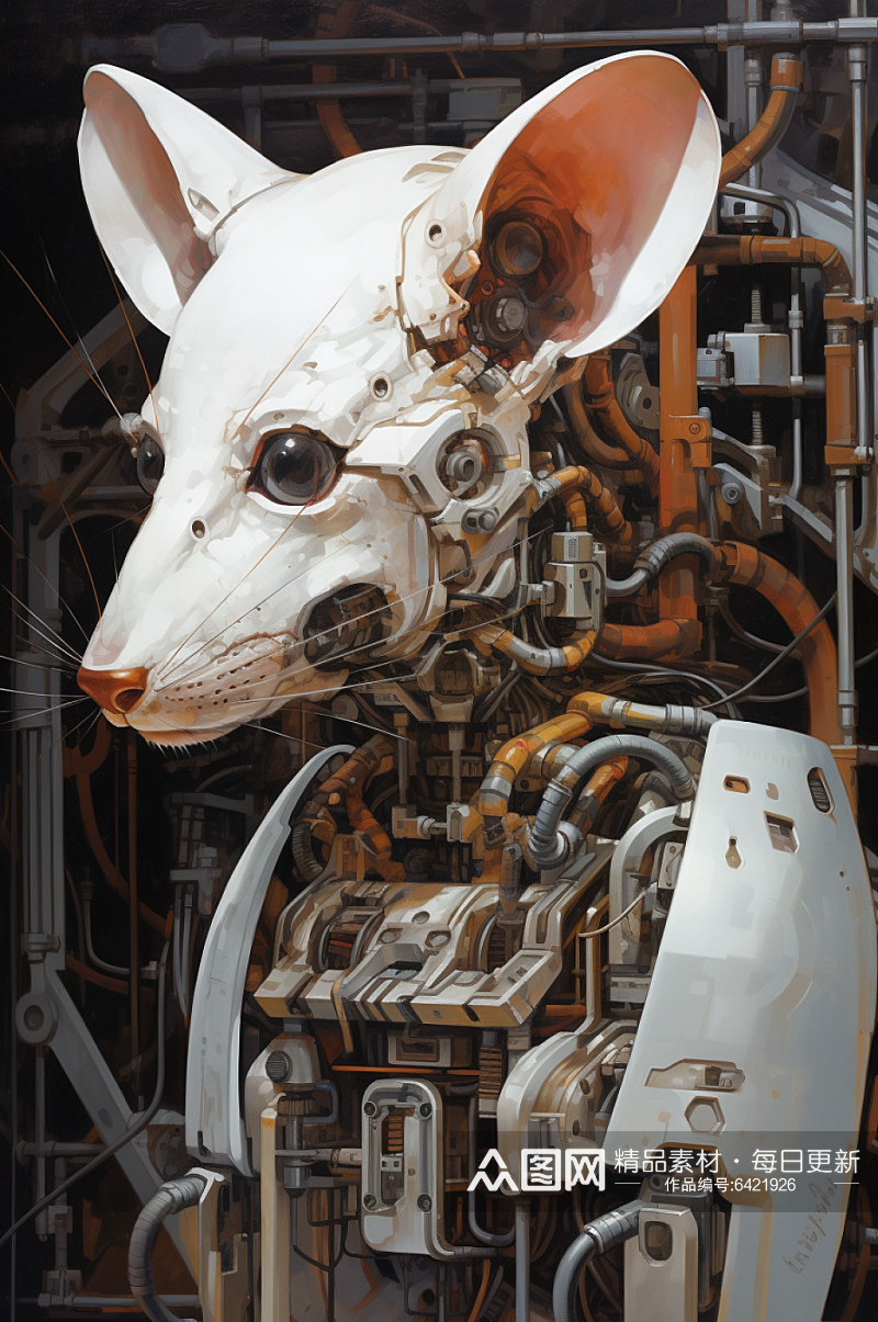 AI数字艺术十二生肖机械老鼠动物图片素材