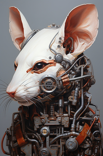 AI数字艺术十二生肖机械老鼠动物图片
