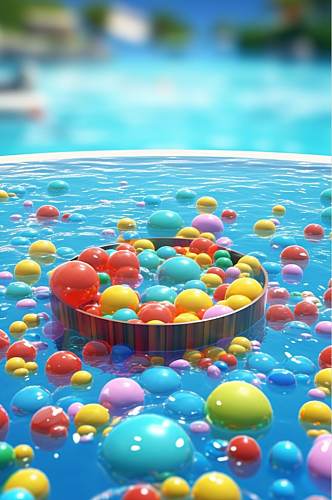 AI数字艺术原创水上乐园游泳池模型
