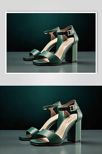 AI数字艺术高清绿色凉鞋摄影图片