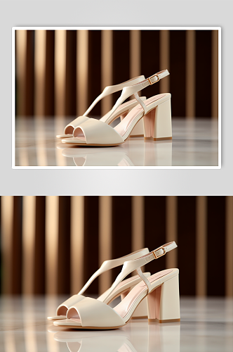 AI数字艺术简约白色凉鞋摄影图片