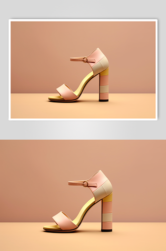 AI数字艺术简约拼色凉鞋摄影图片