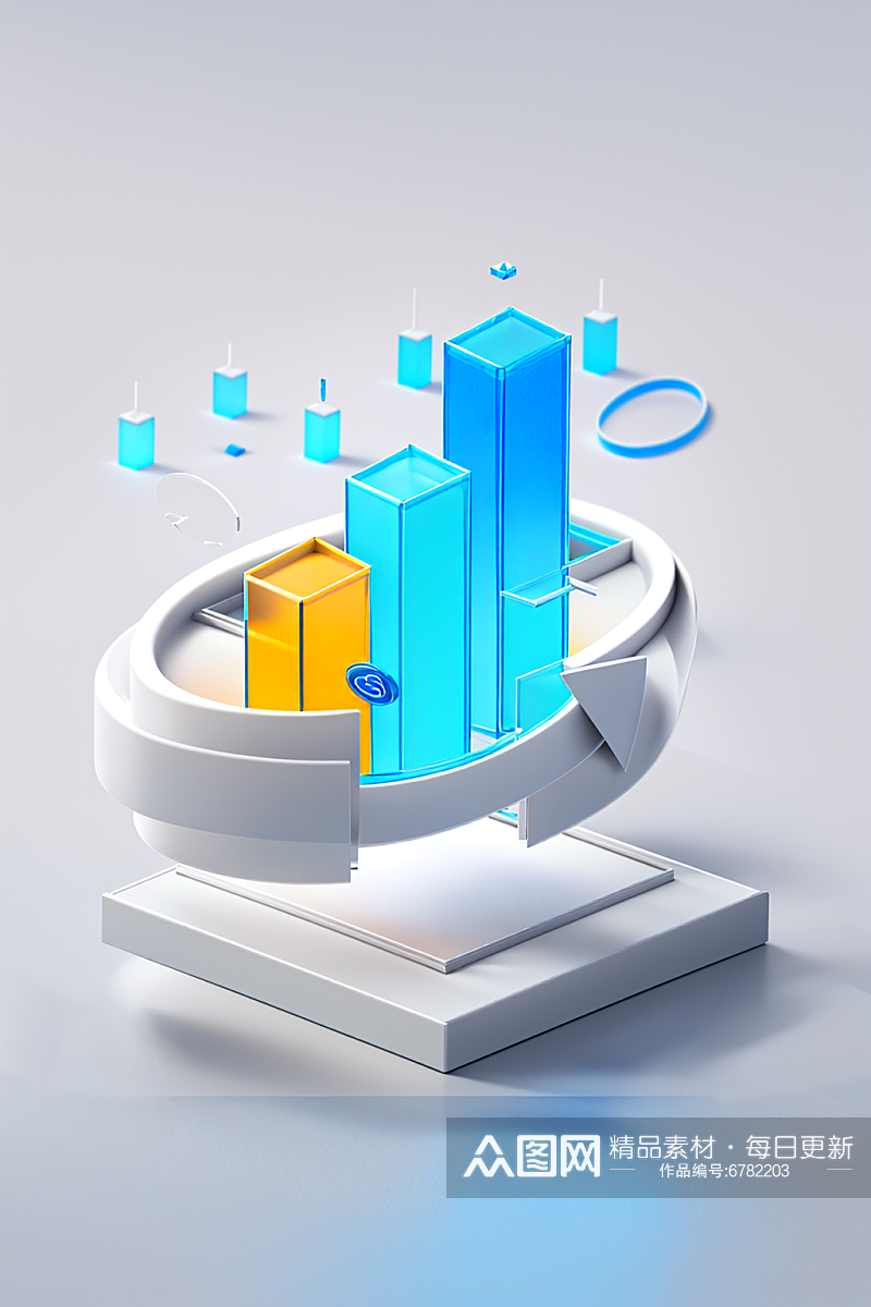 AI数字艺术3D理财金融可视化图标元素素材