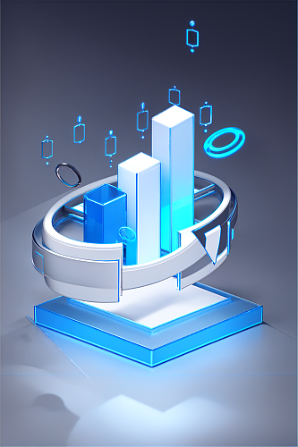 AI数字艺术3D理财金融可视化图标元素