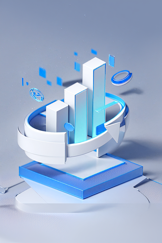 AI数字艺术3D理财金融可视化图标元素