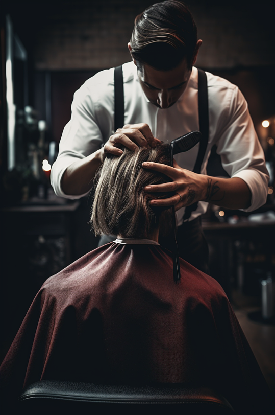 AI数字艺术理发美发摄影图片
