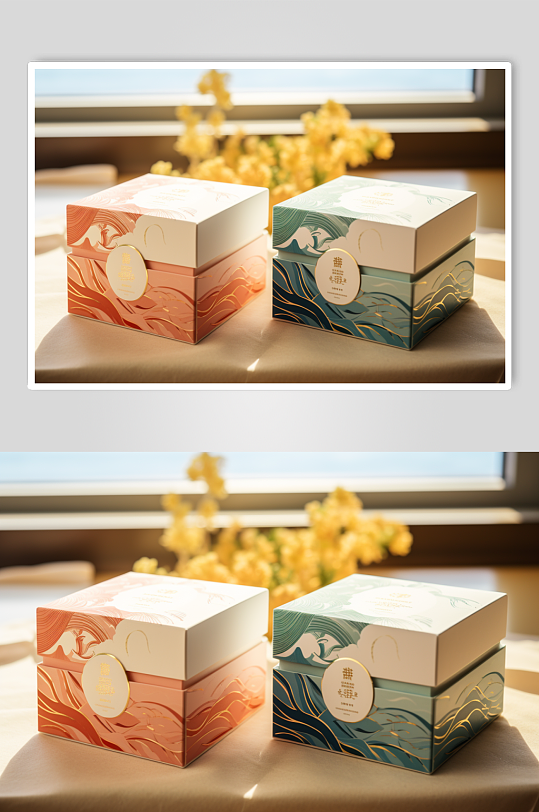 AI数字艺术礼盒包装盒样机模型-众图网