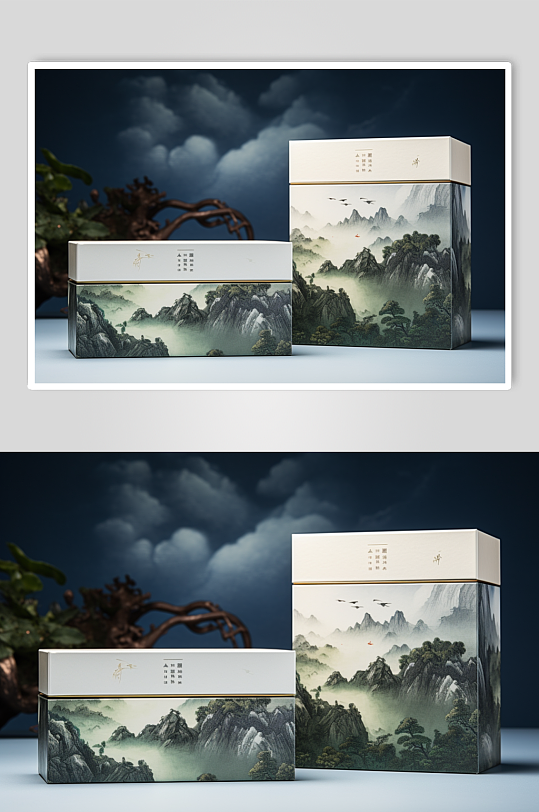 AI数字艺术礼盒包装盒样机模型-众图网