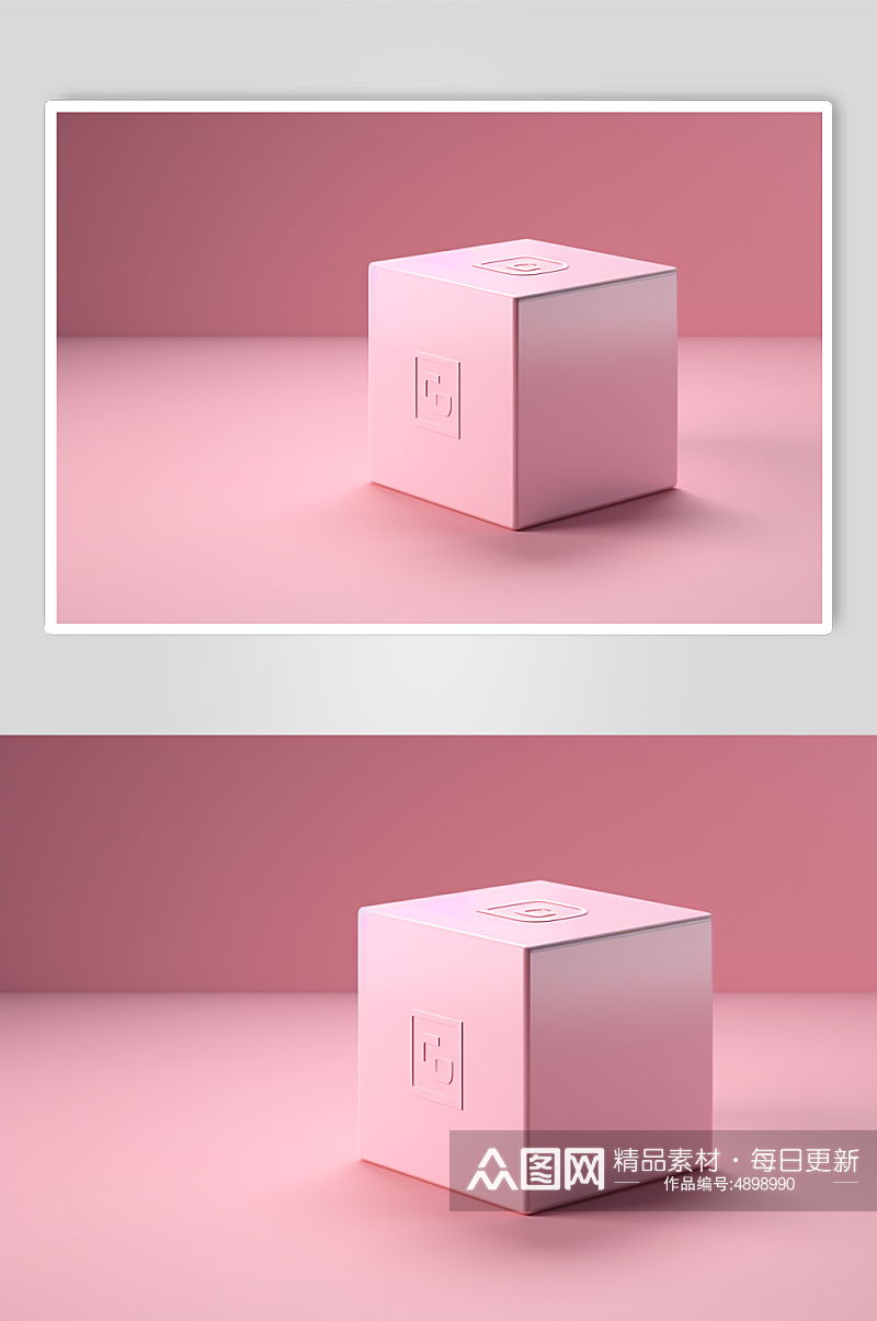 AI数字艺术简约纯色礼盒包装盒样机模型素材