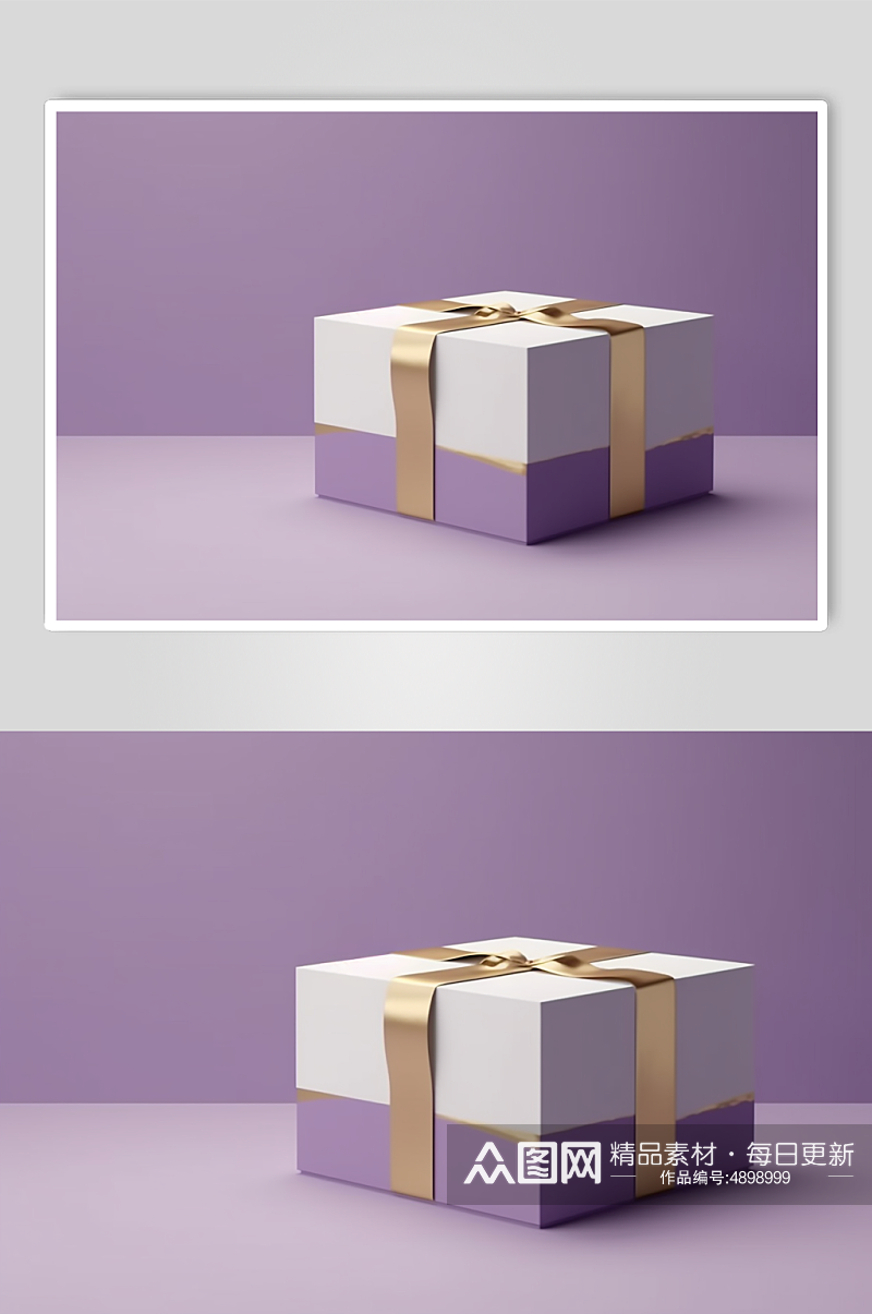 AI数字艺术简约拼色礼盒包装盒样机模型素材