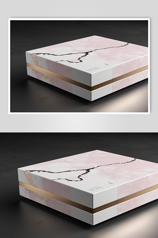 AI数字艺术简约粉色礼盒包装盒样机模型