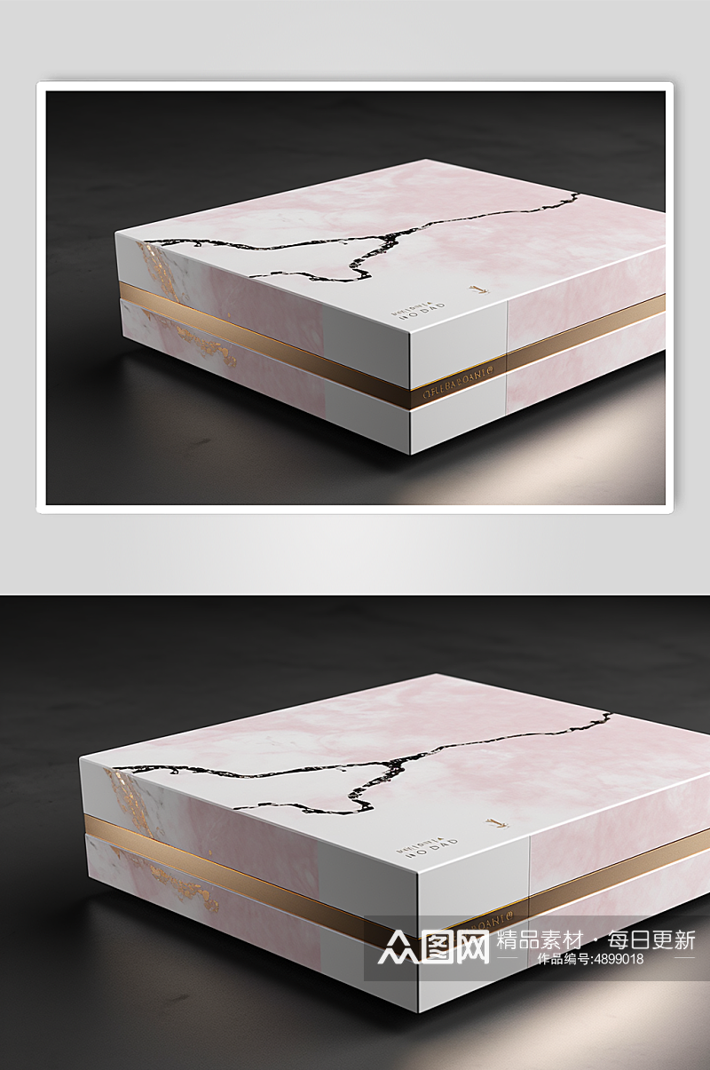 AI数字艺术简约粉色礼盒包装盒样机模型素材