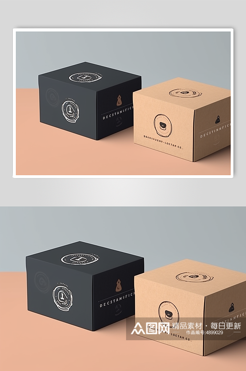AI数字艺术简约纯色礼盒包装盒样机模型素材
