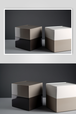 AI数字艺术简约拼色礼盒包装盒样机模型