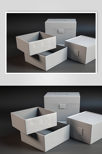 AI数字艺术极简白色礼盒包装盒样机模型