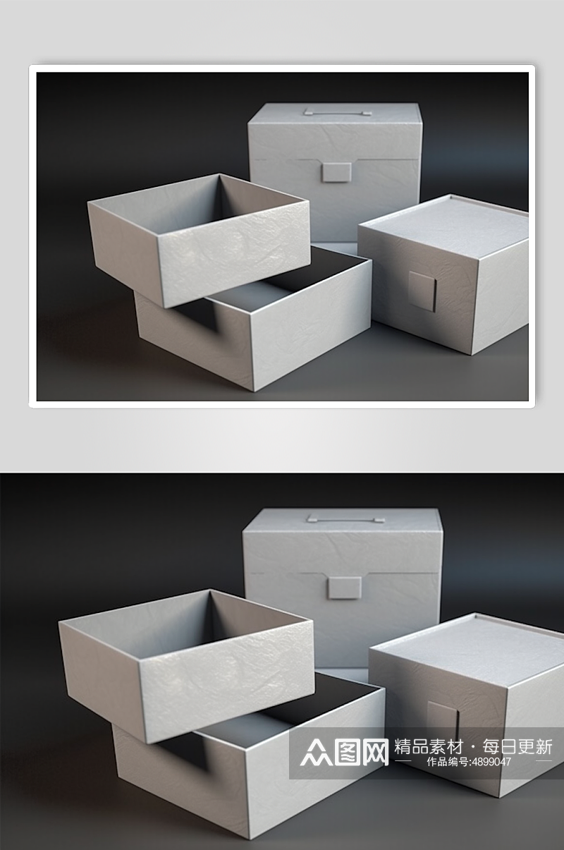 AI数字艺术极简白色礼盒包装盒样机模型素材