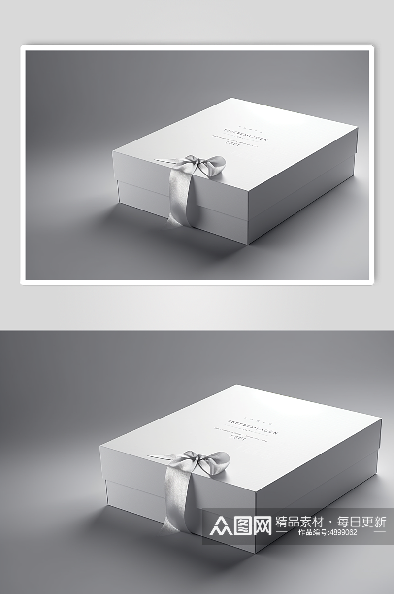 AI数字艺术极简白色礼盒包装盒样机模型素材