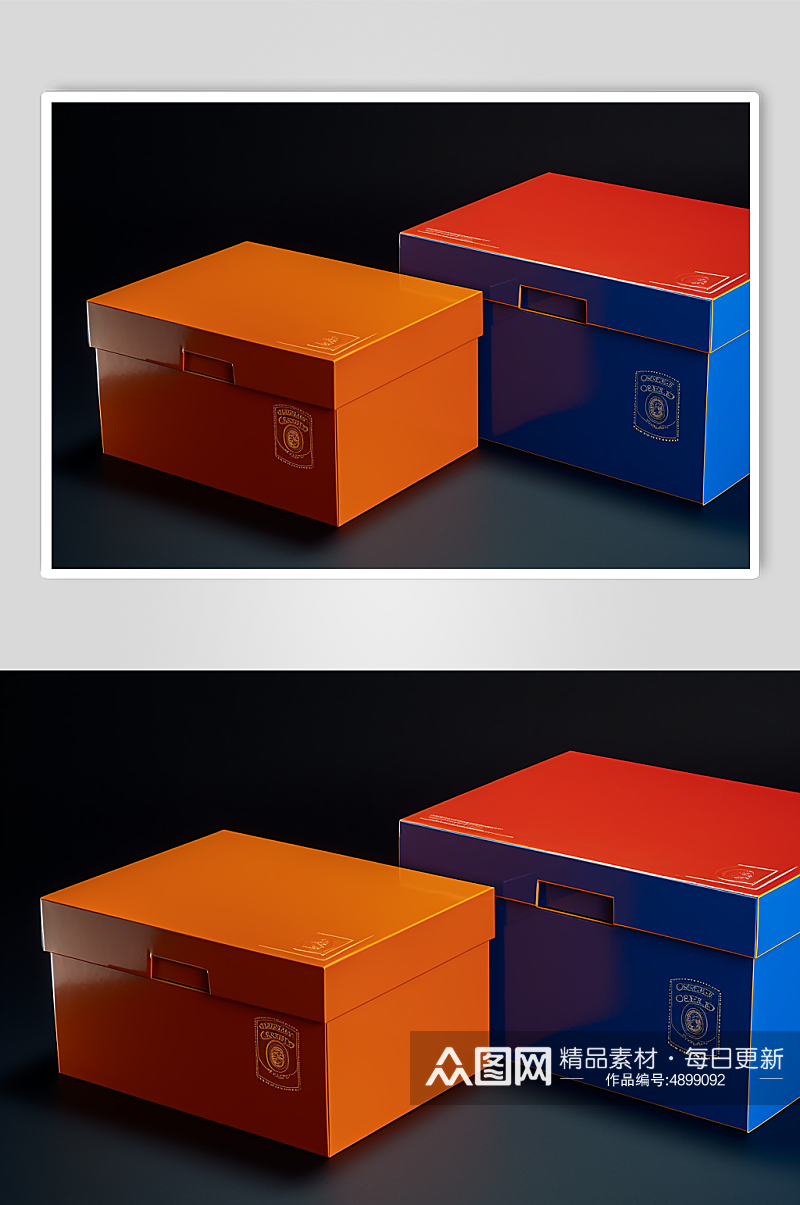 AI数字艺术简约拼色礼盒包装盒样机模型素材