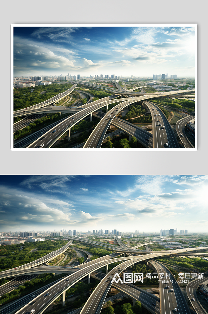 AI数字艺术城市立交桥摄影图片素材