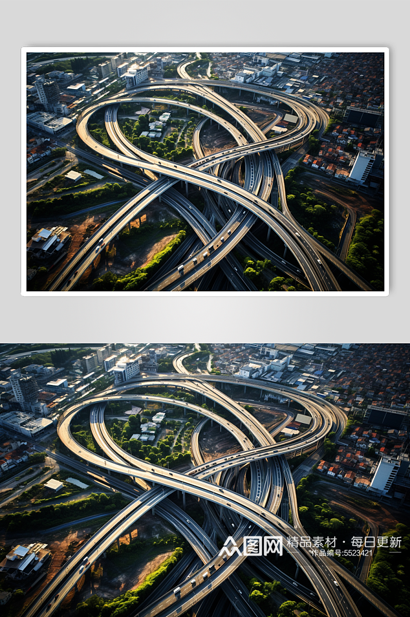 AI数字艺术城市立交桥摄影图片素材