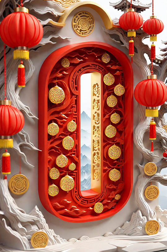 AI數(shù)字藝術(shù)國風(fēng)數(shù)字0倒計時模型
