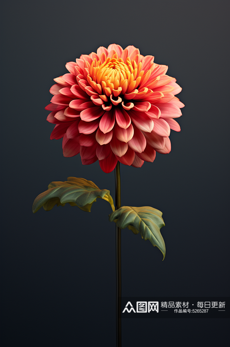 AI数字艺术3D立体秋季植物花朵模型素材