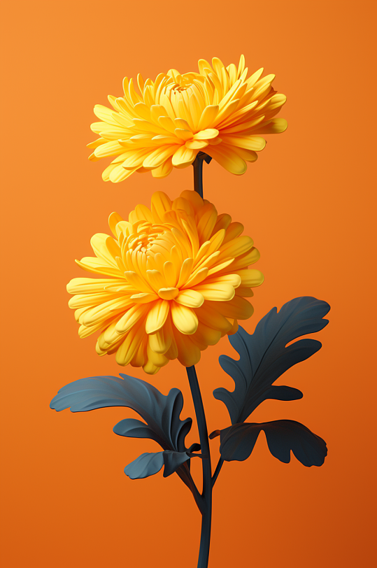 AI数字艺术3D立体秋季植物花朵模型