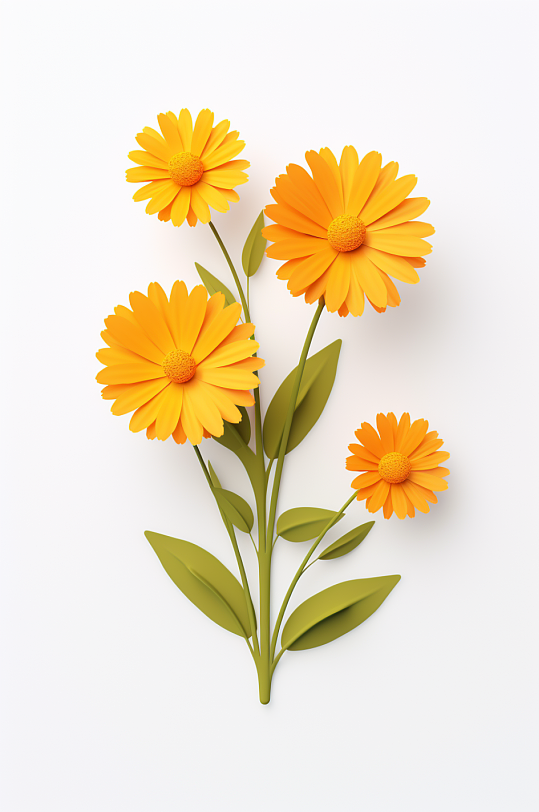 AI數(shù)字藝術(shù)3D立體秋季植物花朵模型