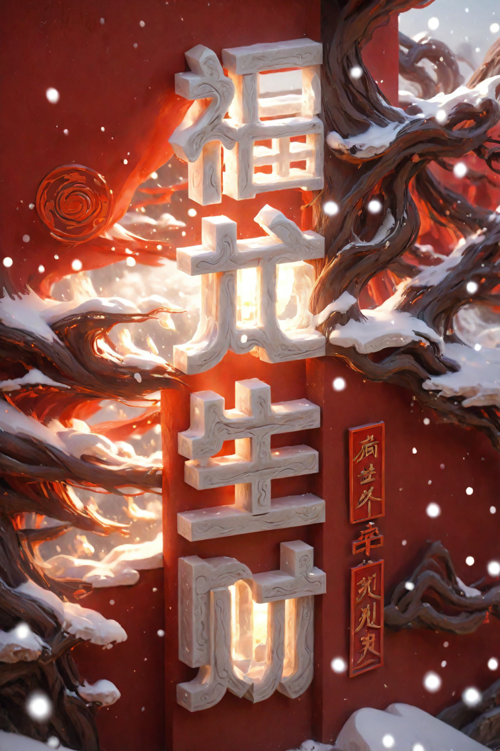 AI数字艺术龙年福龙生财立体字场景模型素材