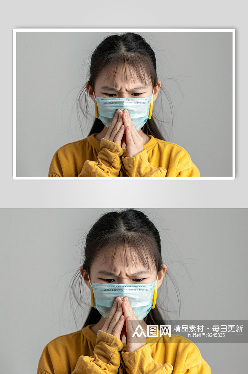 AI数字艺术戴口罩流感生病人物摄影图素材