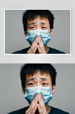 AI数字艺术戴口罩流感生病人物摄影图