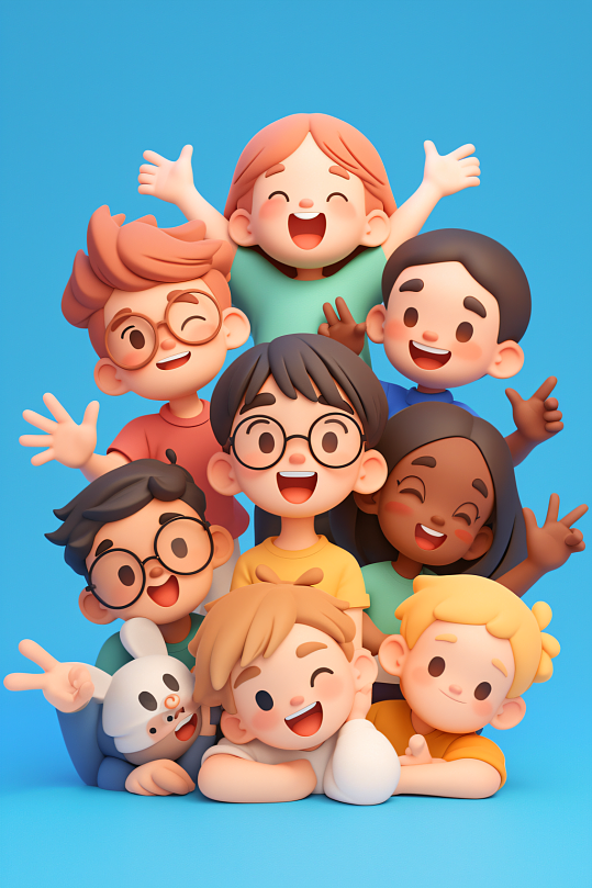 AI数字艺术六一儿童节小孩模型-众图网