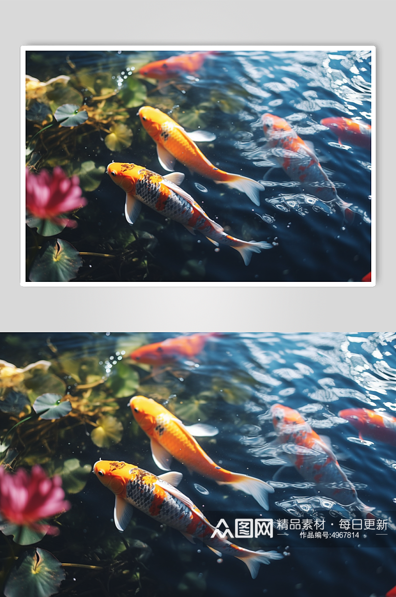 AI数字艺术高清湖中鲤鱼锦鲤摄影图片素材