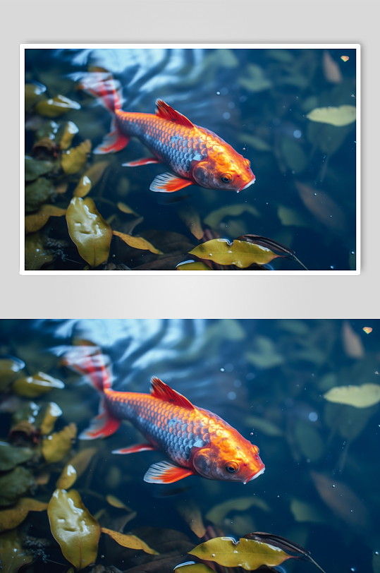 AI数字艺术高清湖中鲤鱼锦鲤摄影图片