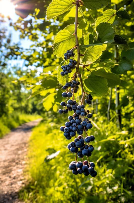 AI数字艺术蓝莓果树果园水果农产品摄影图