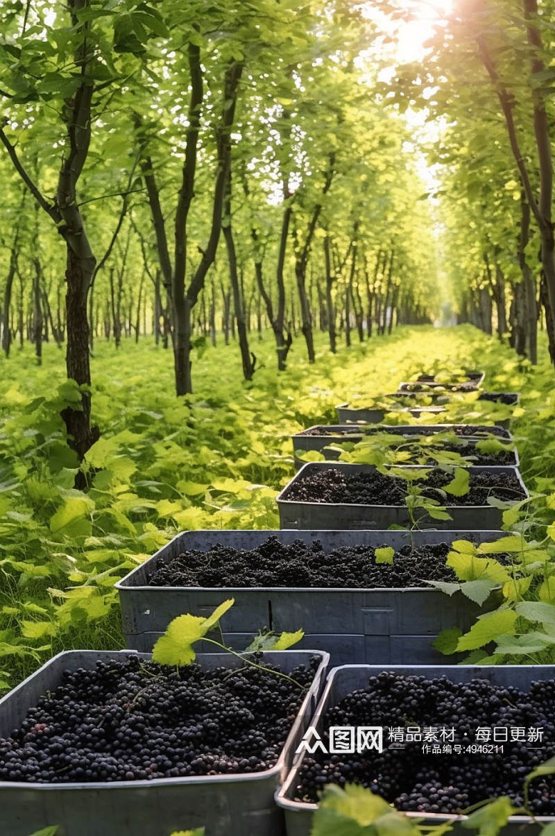 AI数字艺术李子果树果园水果农产品摄影图素材