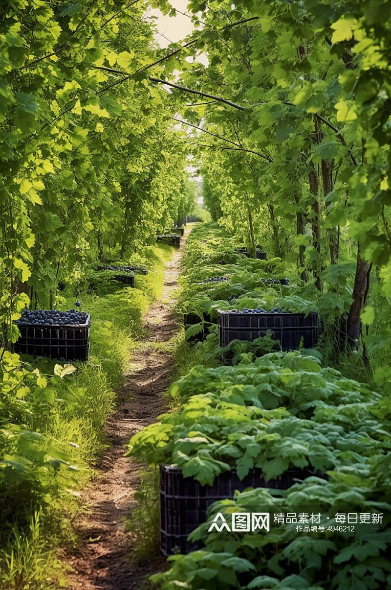 AI数字艺术李子果树果园水果农产品摄影图素材