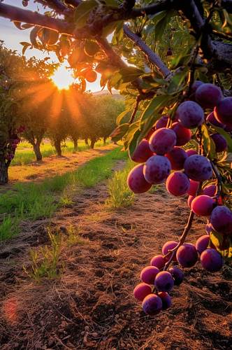 AI数字艺术李子西梅果树果园水果农产品摄影图