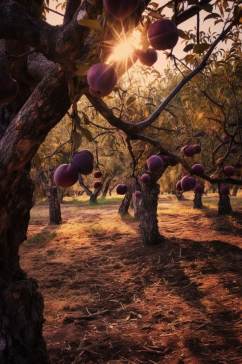 AI数字艺术李子果树果园水果农产品摄影图