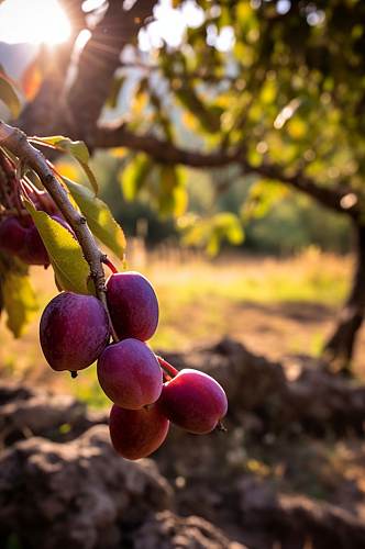 AI数字艺术李子果树果园水果农产品摄影图