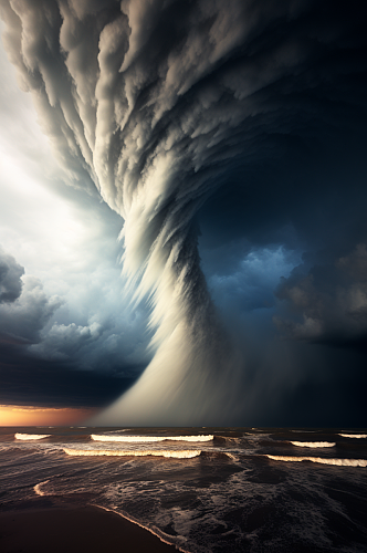 AI数字艺术台风龙卷风自然天气摄影图