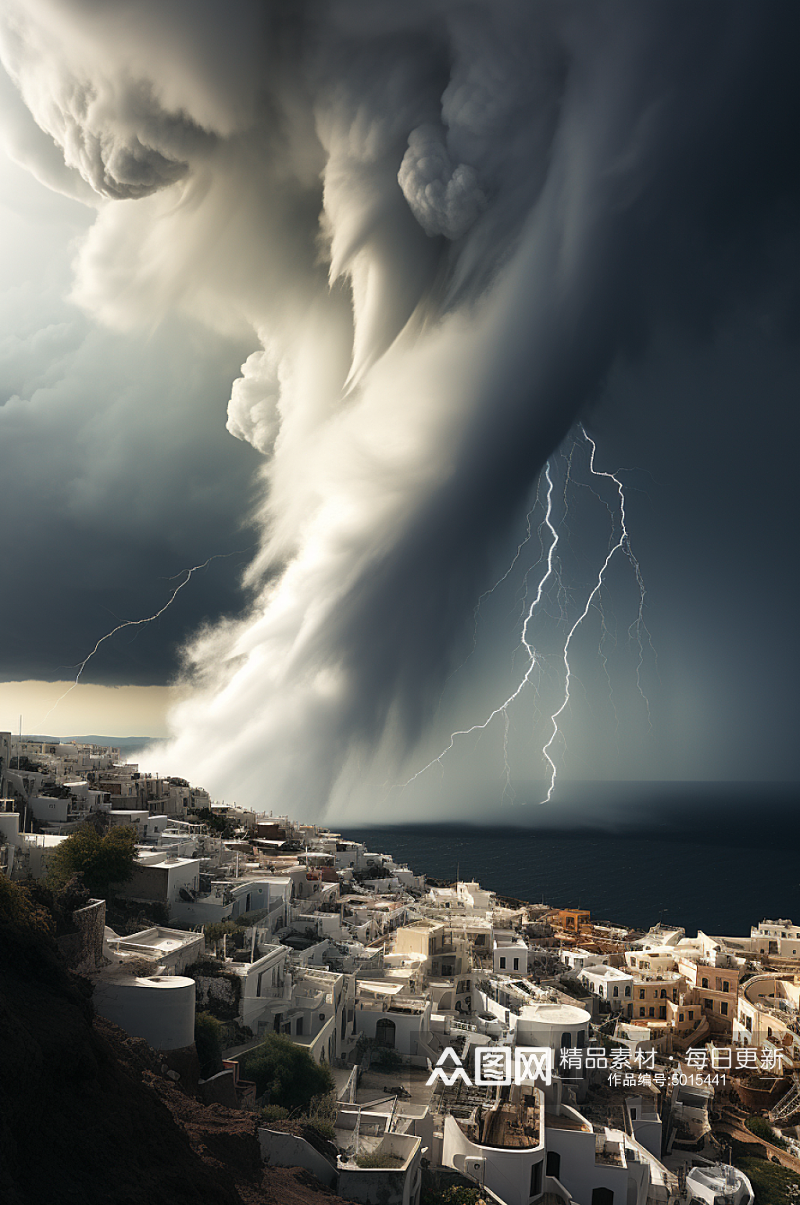 AI数字艺术台风龙卷风自然天气摄影图素材