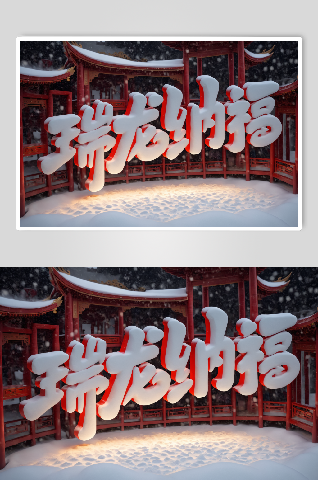 AI数字艺术瑞龙纳福龙年立体字场景模型素材