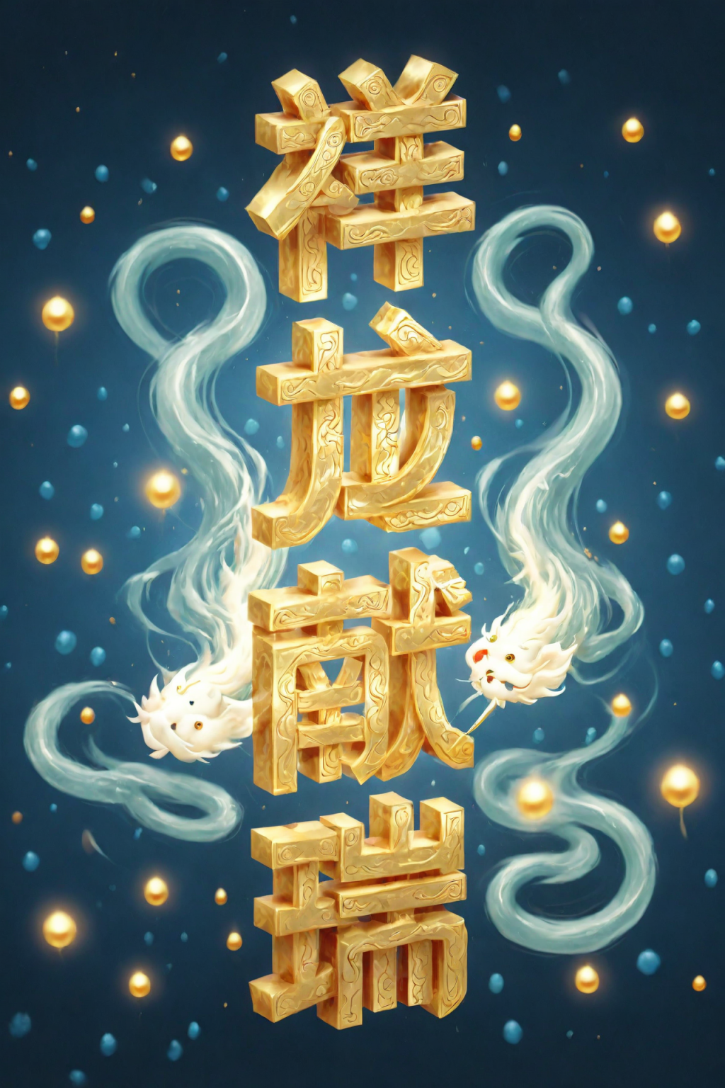 AI数字艺术龙年祥龙献瑞立体字场景模型素材