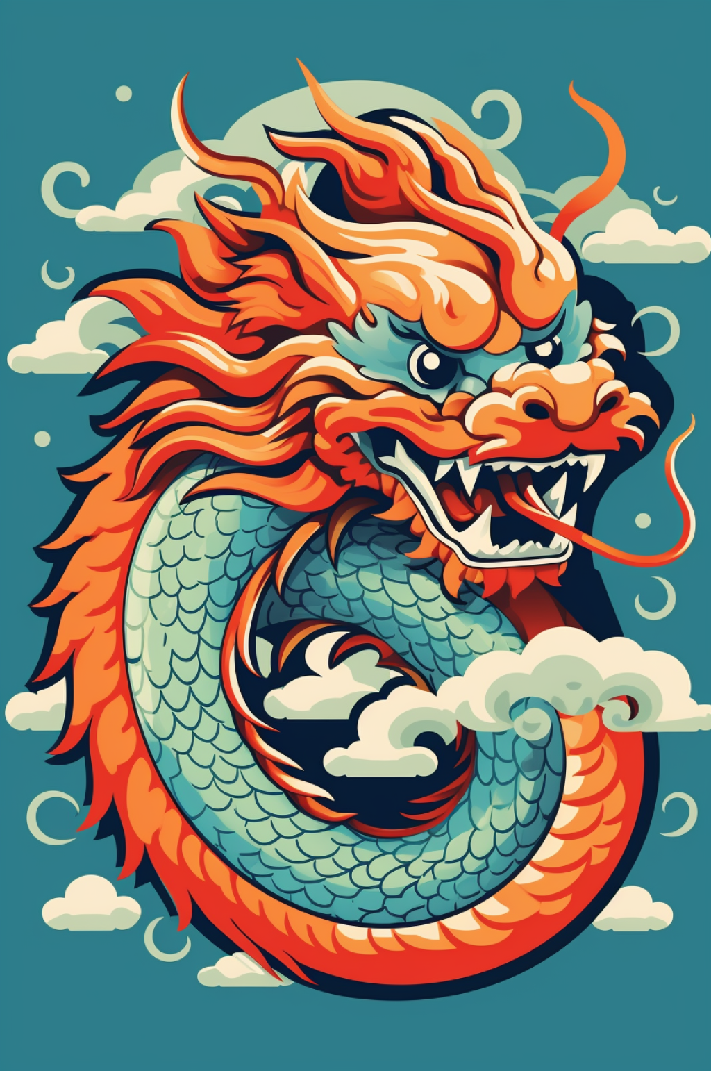 AI数字艺术传统龙年纹样图案背景图素材