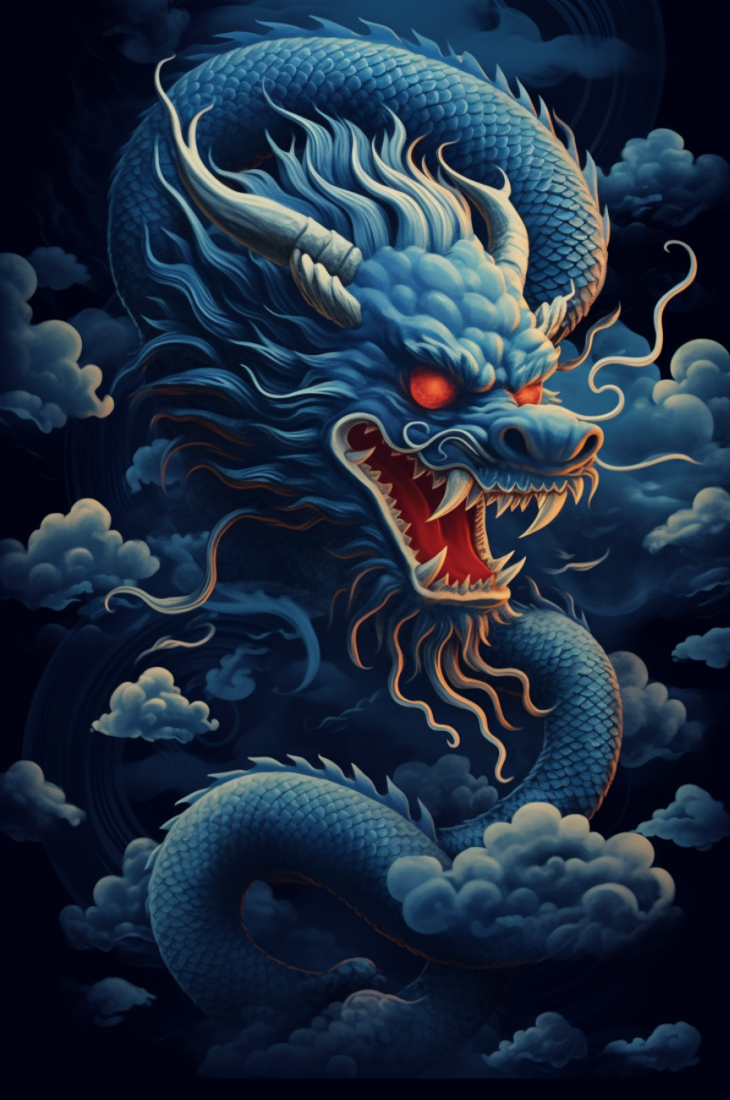 AI数字艺术传统龙年纹样图案背景图素材